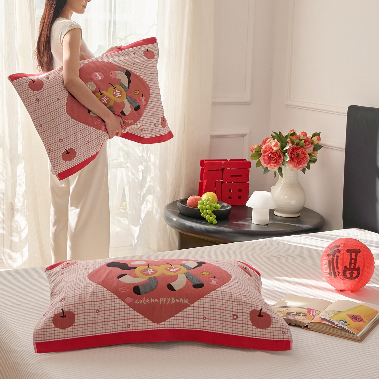 91家纺网 家纺一手货源 找家纺 沐瑟家纺 2026新款纯棉八层枕巾-马 平安马