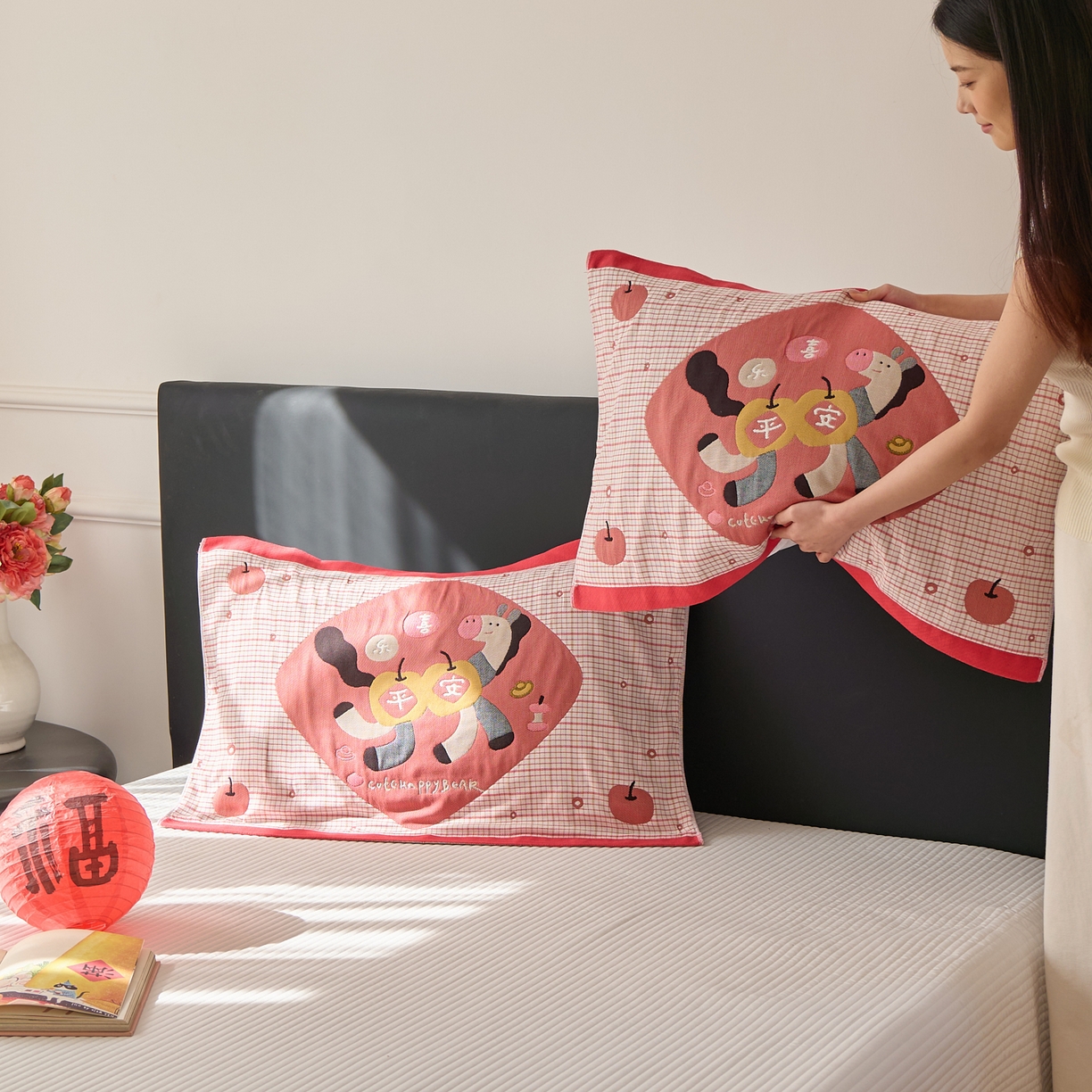 91家纺网 家纺一手货源 找家纺 沐瑟家纺 2026新款纯棉八层枕巾-马 平安马