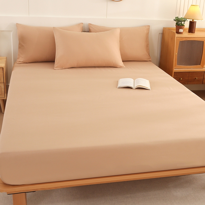 91家纺网 家纺一手货源 找家纺 优纤家纺 2025新款亲肤水洗棉床笠系列 卡其