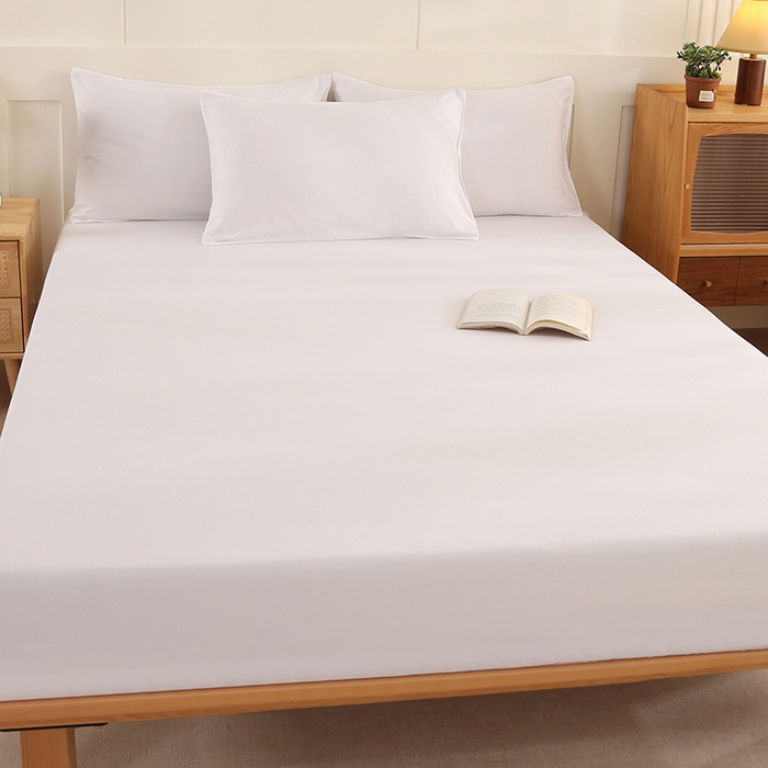 91家纺网 家纺一手货源 找家纺 优纤家纺 2025新款亲肤水洗棉床笠系列 纯白