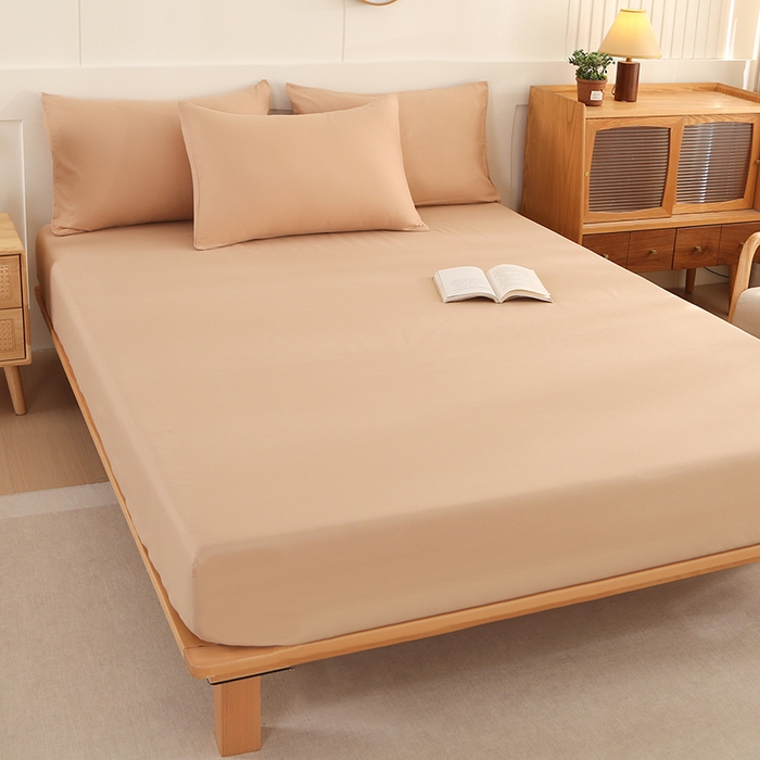 91家纺网 家纺一手货源 找家纺 优纤家纺 2025新款亲肤水洗棉床笠系列 卡其