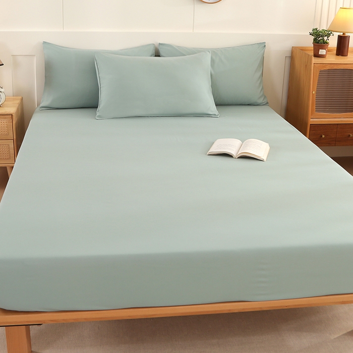 91家纺网 家纺一手货源 找家纺 优纤家纺 2025新款亲肤水洗棉床笠系列 墨绿