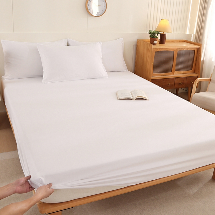 优纤家纺 2025新款亲肤水洗棉床笠系列 纯白