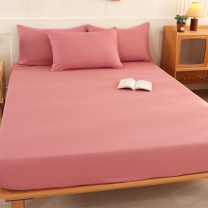 91家纺网 家纺一手货源 找家纺 优纤家纺 2025新款亲肤水洗棉床笠系列 豆沙