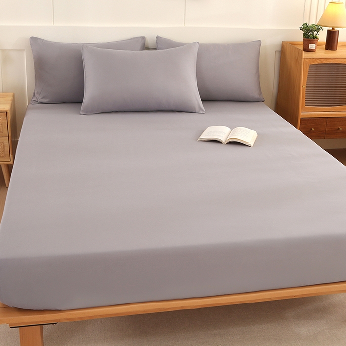 91家纺网 家纺一手货源 找家纺 优纤家纺 2025新款亲肤水洗棉床笠系列 浅灰