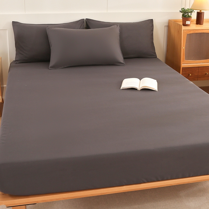 91家纺网 家纺一手货源 找家纺 优纤家纺 2025新款亲肤水洗棉床笠系列 深灰