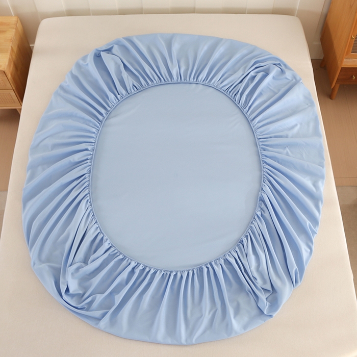 91家纺网 家纺一手货源 找家纺 优纤家纺 2025新款亲肤水洗棉床笠系列 天蓝