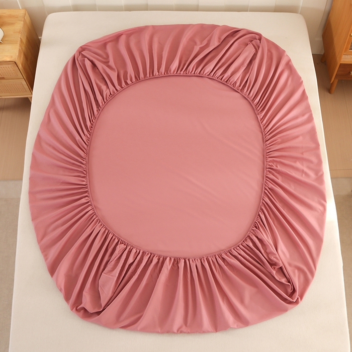 91家纺网 家纺一手货源 找家纺 优纤家纺 2025新款亲肤水洗棉床笠系列 豆沙