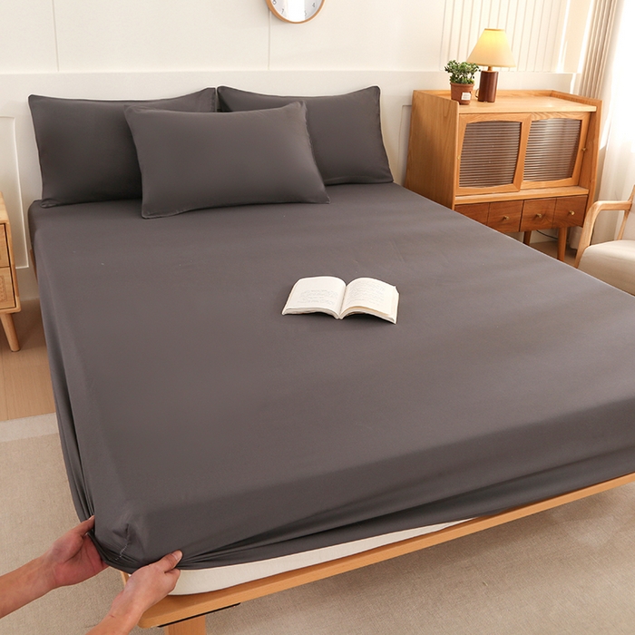 优纤家纺 2025新款亲肤水洗棉床笠系列 深灰