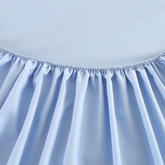 91家纺网 家纺一手货源 找家纺 优纤家纺 2025新款亲肤水洗棉床笠系列 天蓝