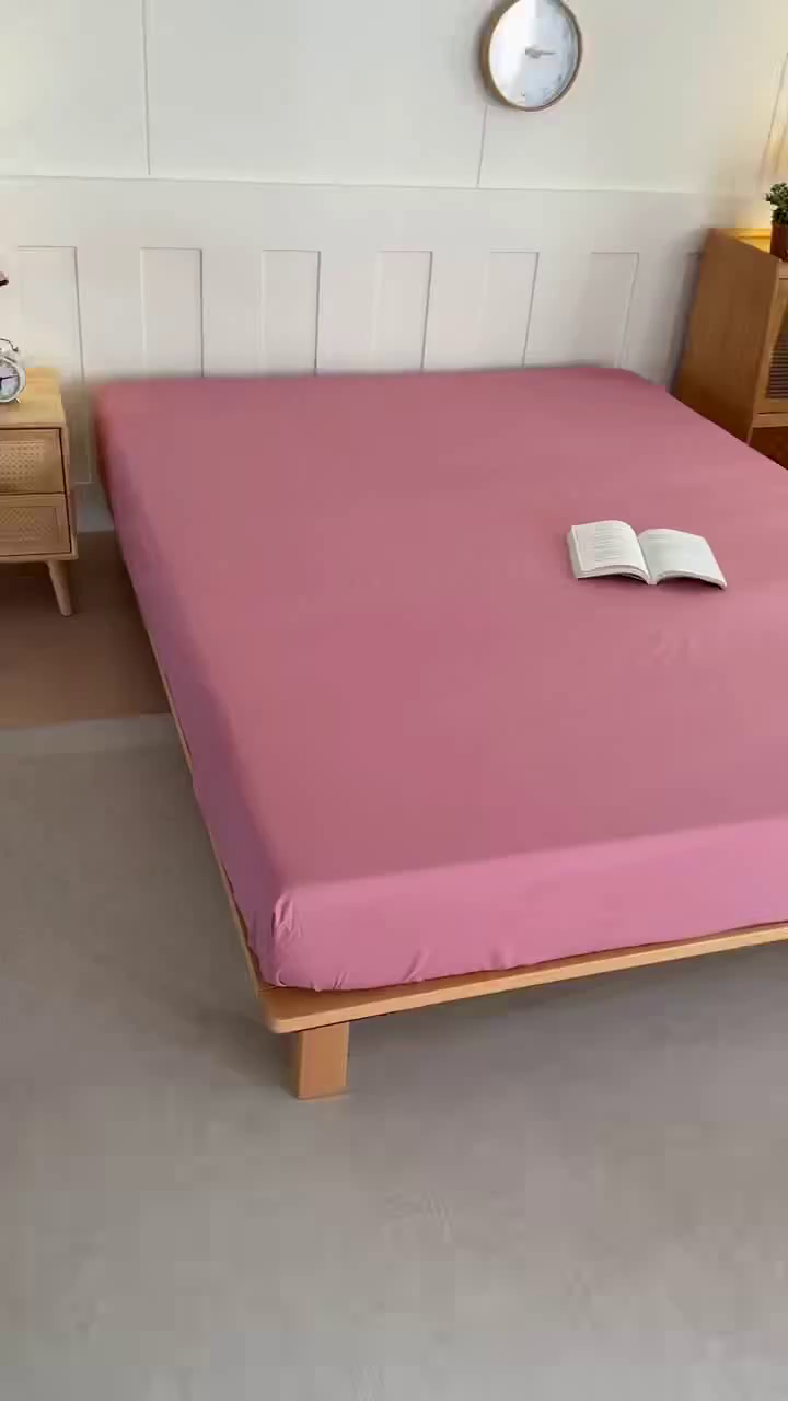 91家纺网 家纺一手货源 找家纺 优纤家纺 2025新款亲肤水洗棉床笠系列 豆沙