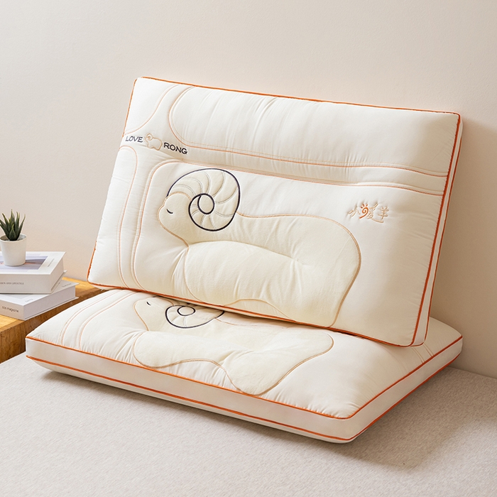 91家纺网 家纺一手货源 找家纺 小米枕芯 2025新款小暖羊枕枕头枕芯 小暖羊-橙色立体边