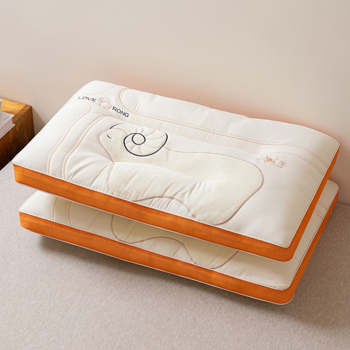 91家纺网 家纺一手货源 找家纺 小米枕芯 2025新款小暖羊枕枕头枕芯 小暖羊-橙色立体边