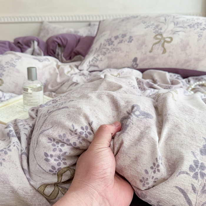 91家纺网 家纺一手货源 找家纺 佑佳家纺 2025新款亚麻双层纱单品床单 花姿