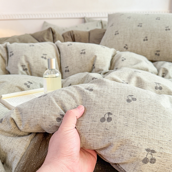 91家纺网 家纺一手货源 找家纺 佑佳家纺 2025新款亚麻双层纱单品床单 绿樱