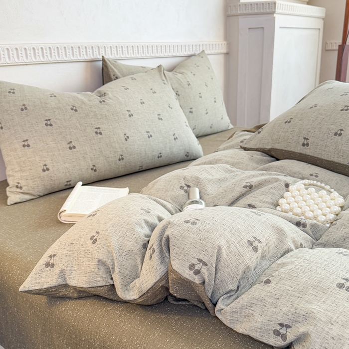 91家纺网 家纺一手货源 找家纺 佑佳家纺 2025新款亚麻双层纱单品床单 绿樱