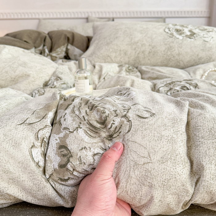 91家纺网 家纺一手货源 找家纺 佑佳家纺 2025新款亚麻双层纱单品床单 青萝