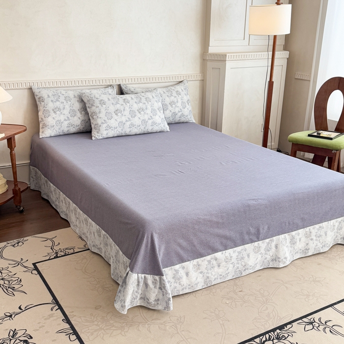 佑佳家纺 2025新款亚麻双层纱单品床单 忆江南