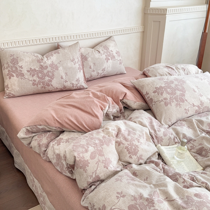 91家纺网 家纺一手货源 找家纺 佑佳家纺 2025新款亚麻双层纱单品床单 知音-咖