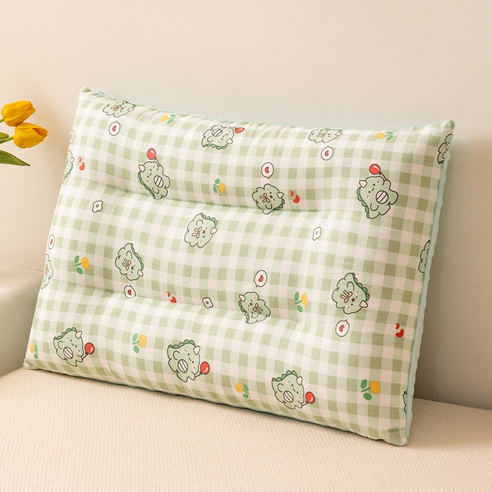 91家纺网 家纺一手货源 找家纺 小米枕芯 2025新款豆豆绒卡通儿童枕 枕头枕芯 绿恐龙