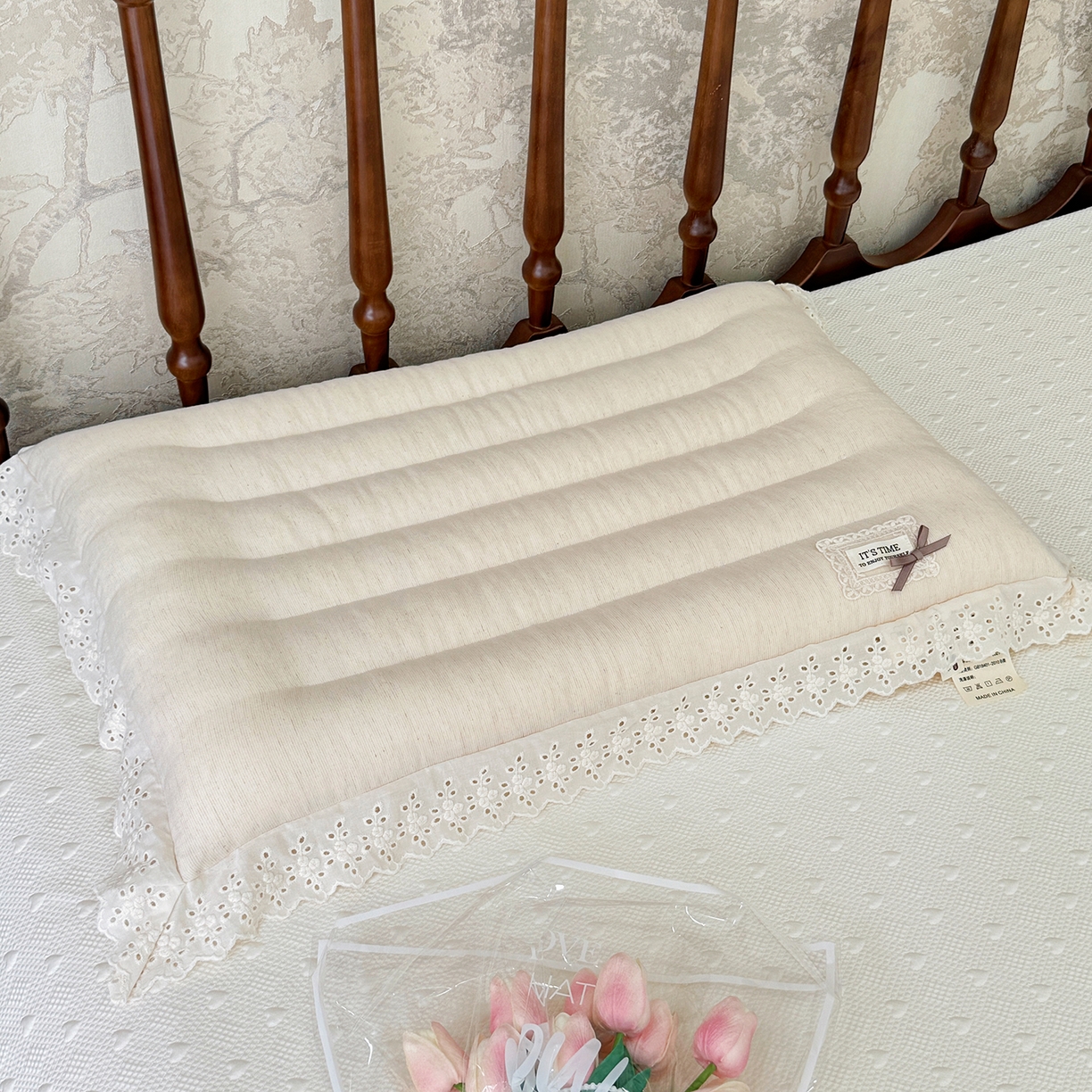 91家纺网 家纺一手货源 找家纺 （总）昕科 2025新款蕾丝花边棉麻定型低枕-实拍版-亚麻低枕头蕾丝花边成人枕芯,蕾丝花边棉麻定型低枕