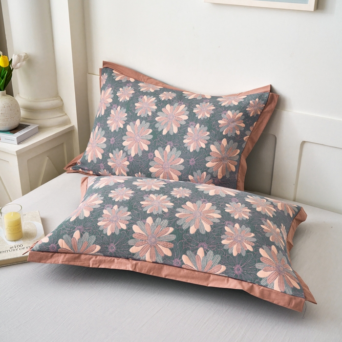 91家纺网 家纺一手货源 找家纺 （总）棠薇家纺 2025新款全棉彩纱枕套燕尾角枕套夹棉双层纱48*74cm枕头套单只装一对装