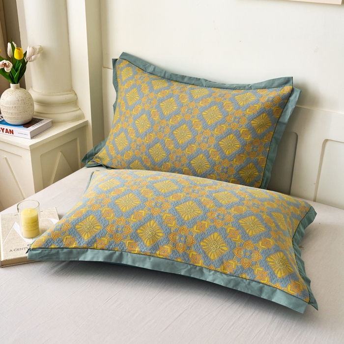 91家纺网 家纺一手货源 找家纺 （总）棠薇家纺 2025新款全棉彩纱枕套燕尾角枕套夹棉双层纱48*74cm枕头套单只装一对装