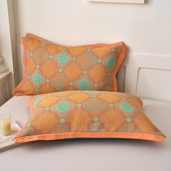 91家纺网 家纺一手货源 找家纺 （总）棠薇家纺 2025新款全棉彩纱枕套燕尾角枕套夹棉双层纱48*74cm枕头套单只装一对装