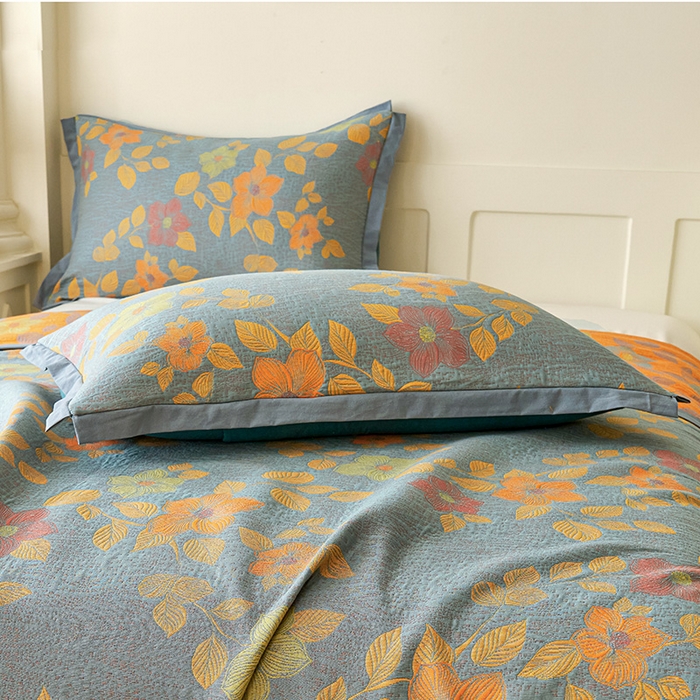 91家纺网 家纺一手货源 找家纺 棠薇家纺 2025新款全棉彩纱枕套燕尾角枕套夹棉双层纱48*74cm枕头套单只装一对装 铃兰花语