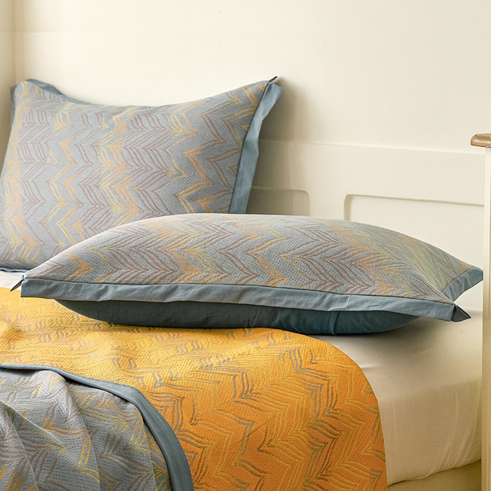 91家纺网 家纺一手货源 找家纺 棠薇家纺 2025新款全棉彩纱枕套燕尾角枕套夹棉双层纱48*74cm枕头套单只装一对装 绚丽-灰