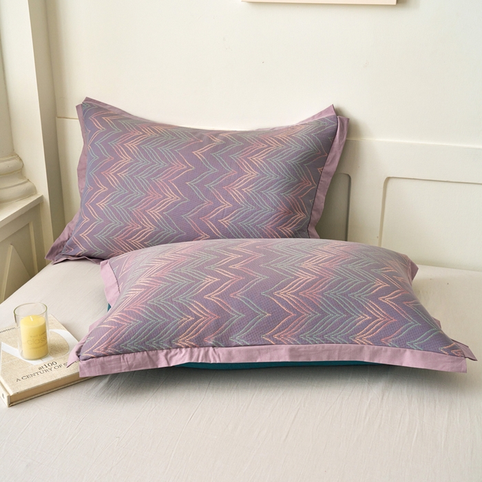 91家纺网 家纺一手货源 找家纺 棠薇家纺 2025新款全棉彩纱枕套燕尾角枕套夹棉双层纱48*74cm枕头套单只装一对装 绚丽-紫