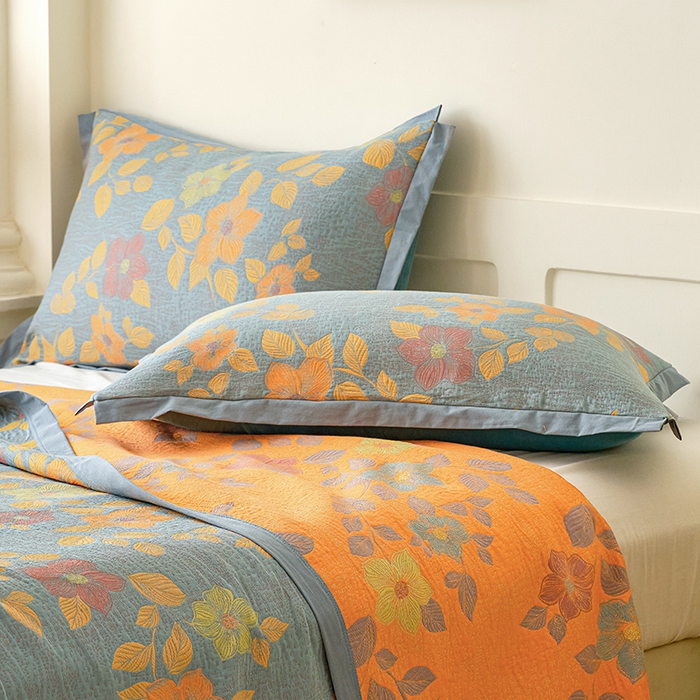 91家纺网 家纺一手货源 找家纺 棠薇家纺 2025新款全棉彩纱枕套燕尾角枕套夹棉双层纱48*74cm枕头套单只装一对装 铃兰花语