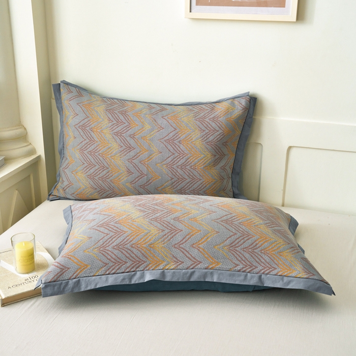 91家纺网 家纺一手货源 找家纺 棠薇家纺 2025新款全棉彩纱枕套燕尾角枕套夹棉双层纱48*74cm枕头套单只装一对装 绚丽-灰