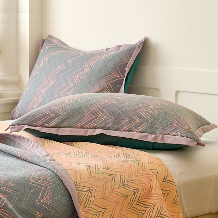 91家纺网 家纺一手货源 找家纺 棠薇家纺 2025新款全棉彩纱枕套燕尾角枕套夹棉双层纱48*74cm枕头套单只装一对装 绚丽-紫