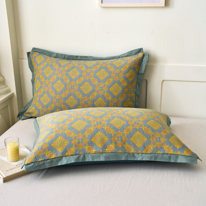 91家纺网 家纺一手货源 找家纺 棠薇家纺 2025新款全棉彩纱枕套燕尾角枕套夹棉双层纱48*74cm枕头套单只装一对装 温柔古典