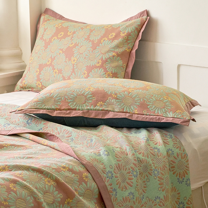 91家纺网 家纺一手货源 找家纺 棠薇家纺 2025新款全棉彩纱枕套燕尾角枕套夹棉双层纱48*74cm枕头套单只装一对装 葵园豆沙