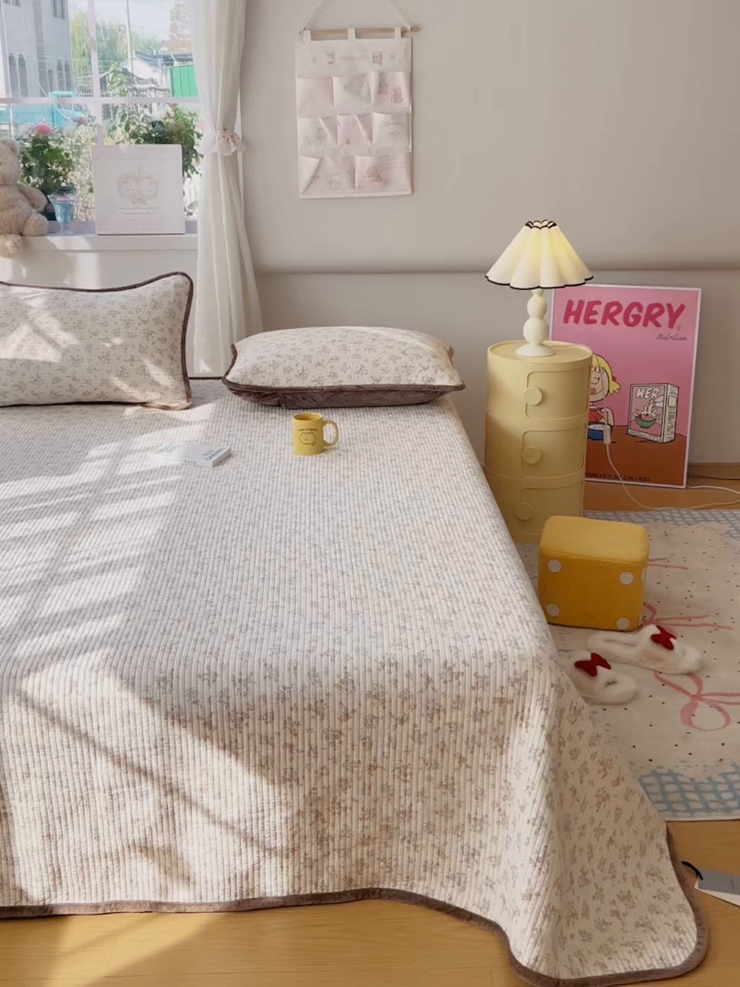 91家纺网 家纺一手货源 找家纺 床盖工厂店 2025新款全棉纯棉纱布加宝宝绒填充棉花床盖三件套 秀雅