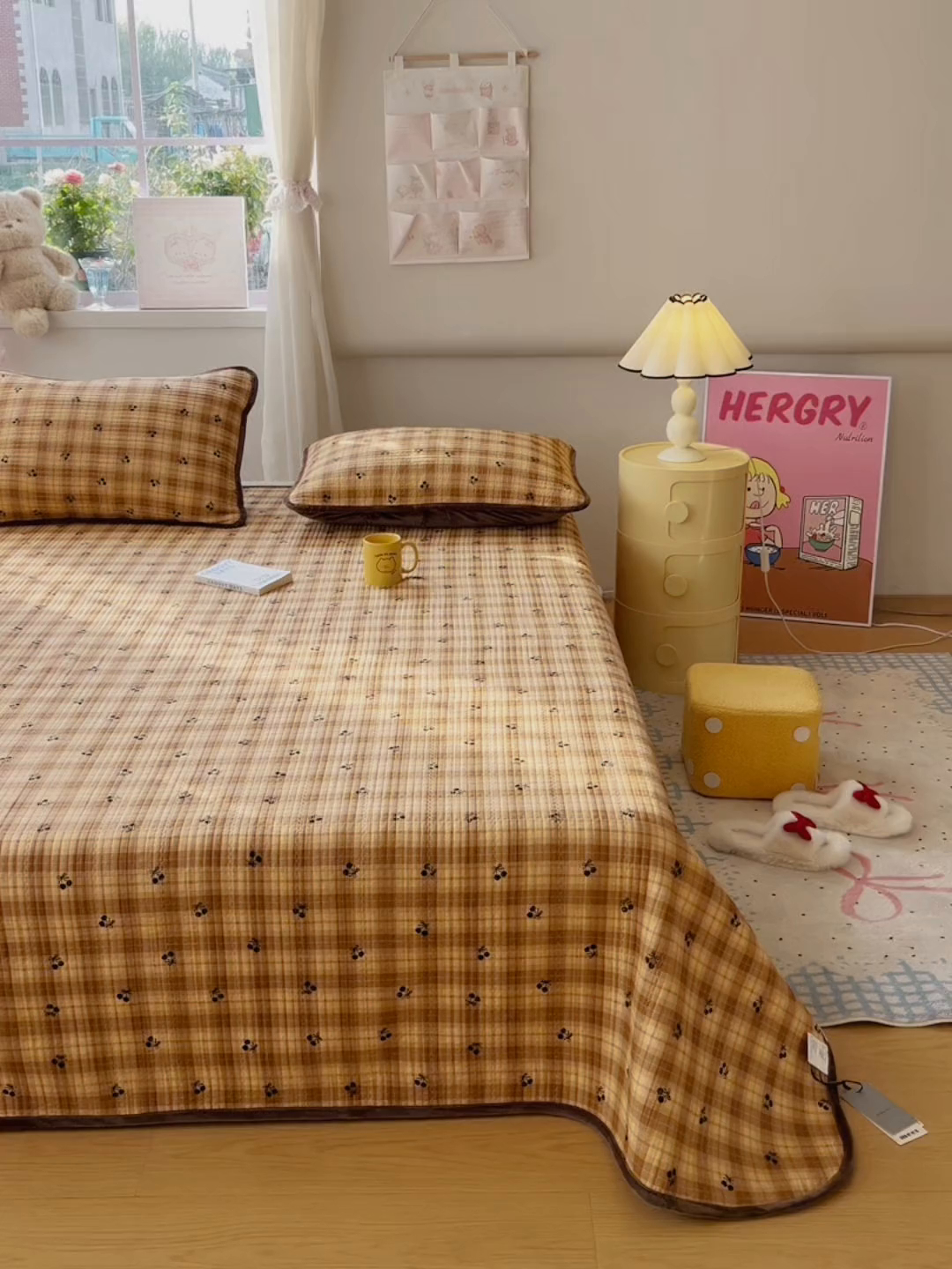 91家纺网 家纺一手货源 找家纺 床盖工厂店 2025新款全棉纯棉纱布加宝宝绒填充棉花床盖三件套 格格巫