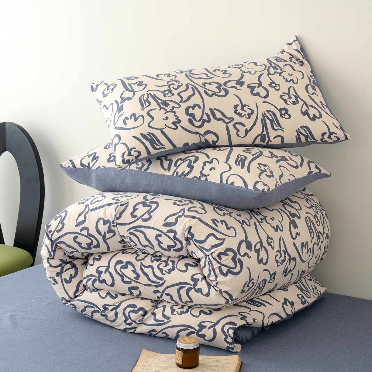 91家纺网 家纺一手货源 找家纺 竹合家纺 2025秋冬新款加厚磨毛色织暖绒系列针织四件套高克重 素描花