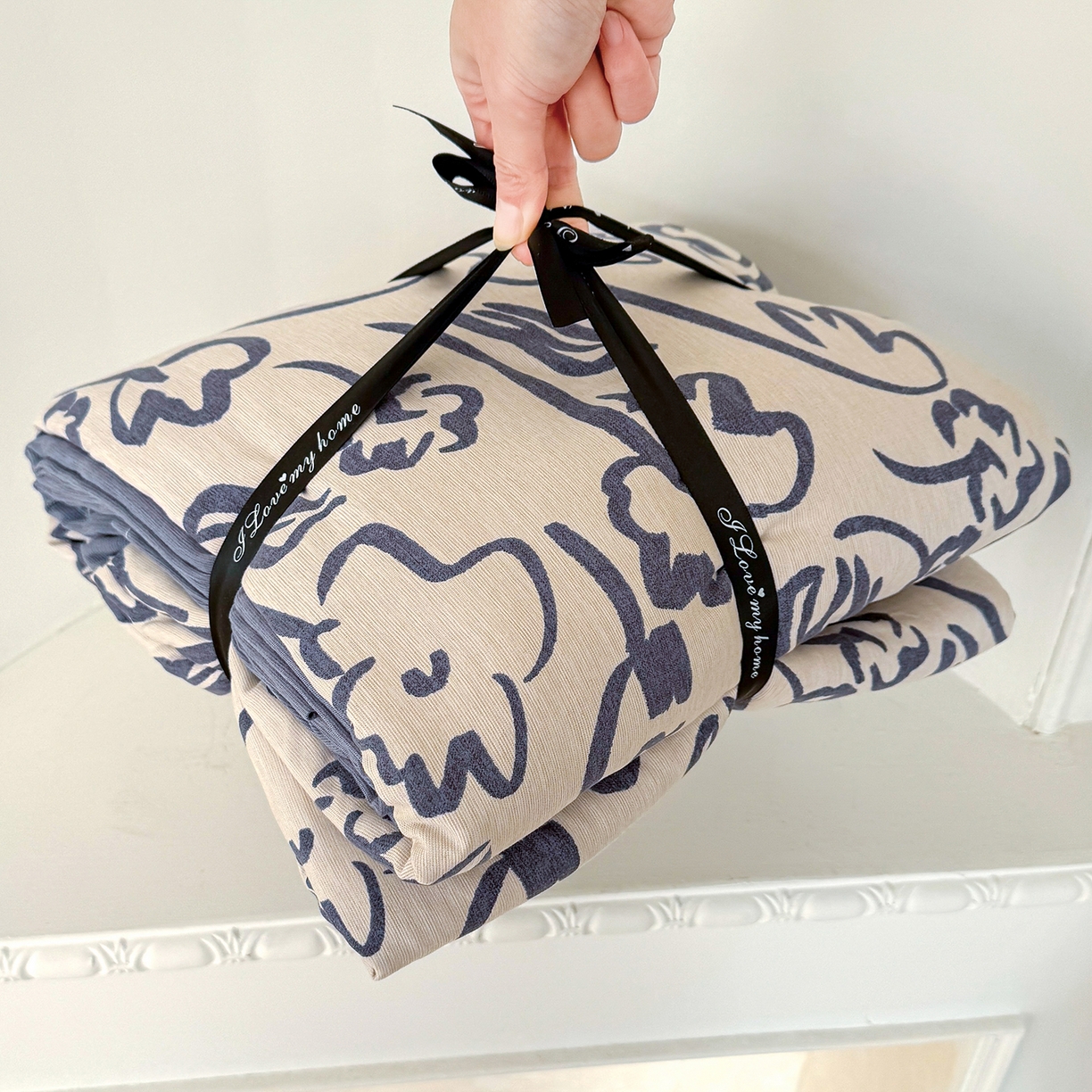 竹合家纺 2025秋冬新款加厚磨毛色织暖绒系列针织四件套高克重 素描花