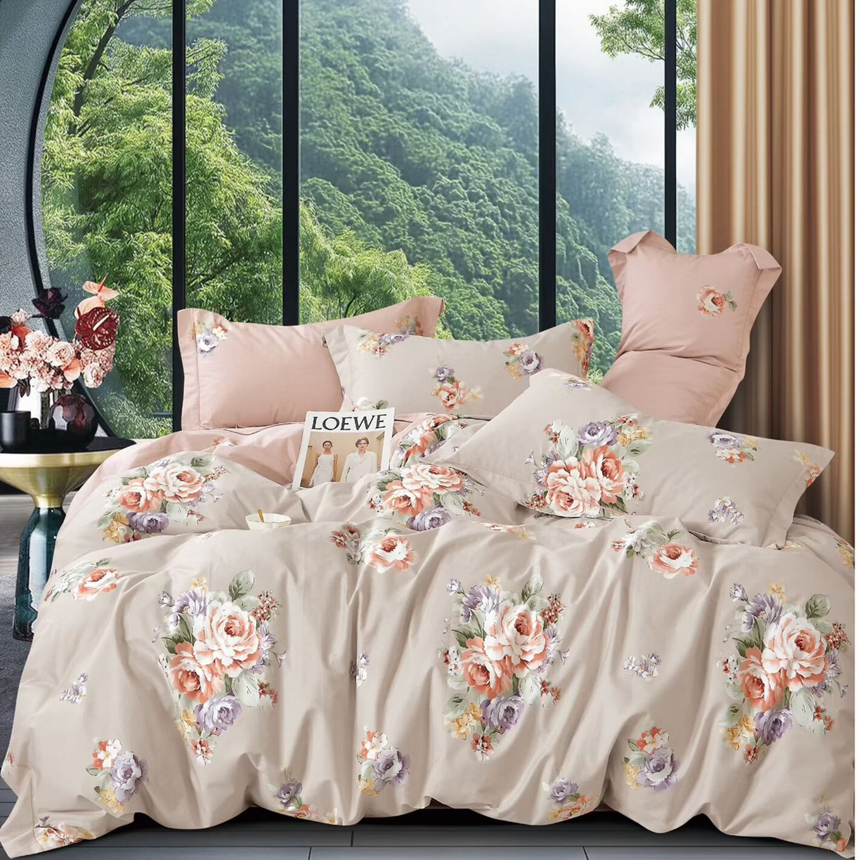 未来家居 JAMES KELLY （铂金凯丽）2025新款40支13376全棉印染铂金长绒棉四件套-系列7 云中锦书-驼