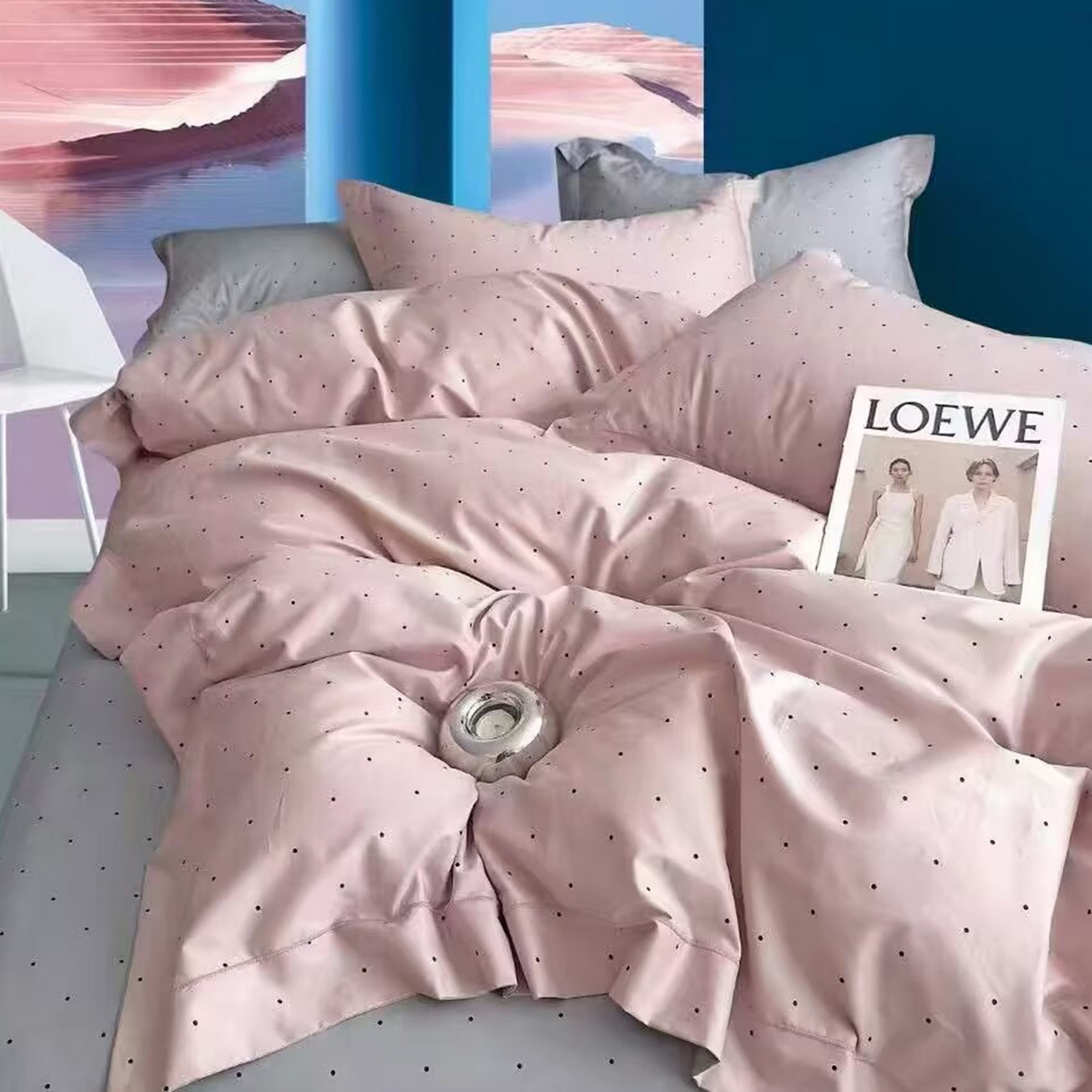 未来家居 JAMES KELLY （铂金凯丽）2025新款40支13376全棉印染铂金长绒棉四件套-系列7 芝芙-粉灰