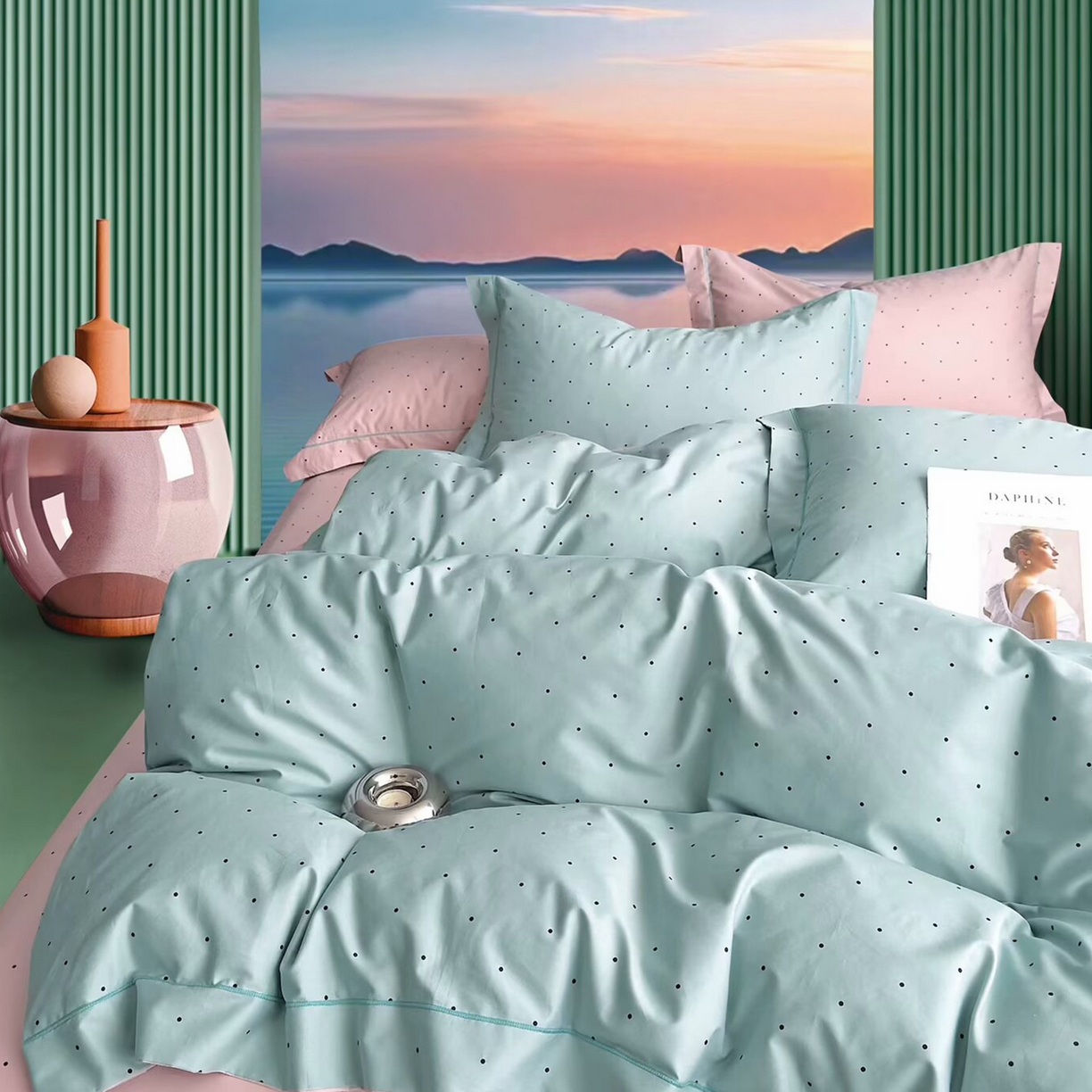 未来家居 JAMES KELLY （铂金凯丽）2025新款40支13376全棉印染铂金长绒棉四件套-系列7 芝芙-兰粉