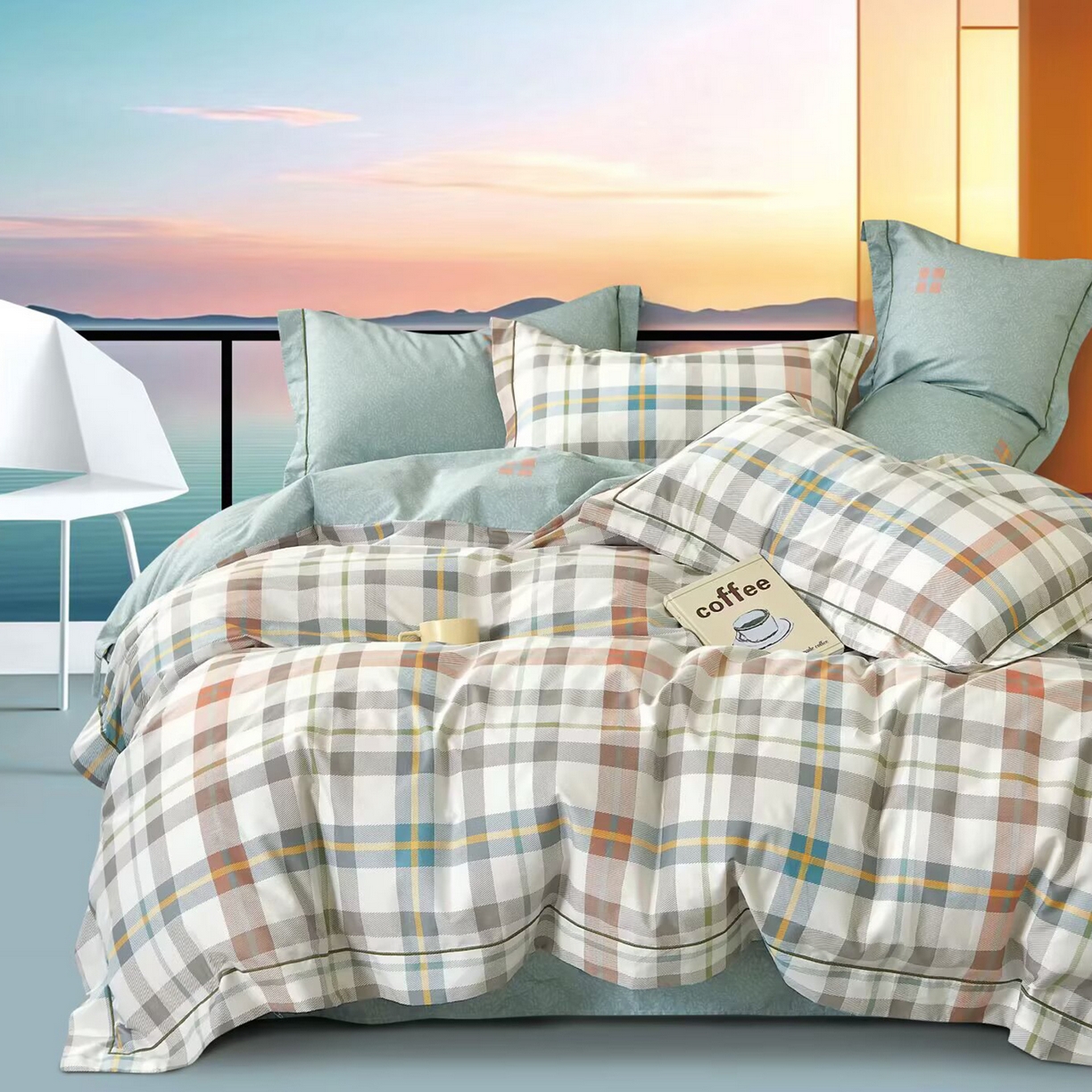 未来家居 JAMES KELLY （铂金凯丽）2025新款40支13376全棉印染铂金长绒棉四件套-系列7 追风少年-绿