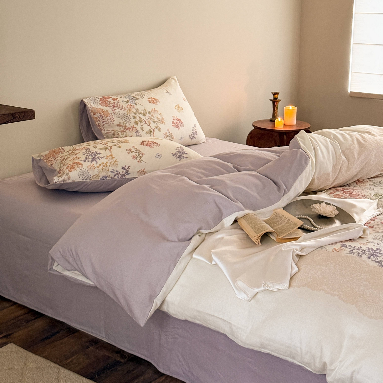 91家纺网 家纺一手货源 找家纺 窝米 2025新款全棉纯棉双层纱大版印花花卉四件套-第一组 弥初