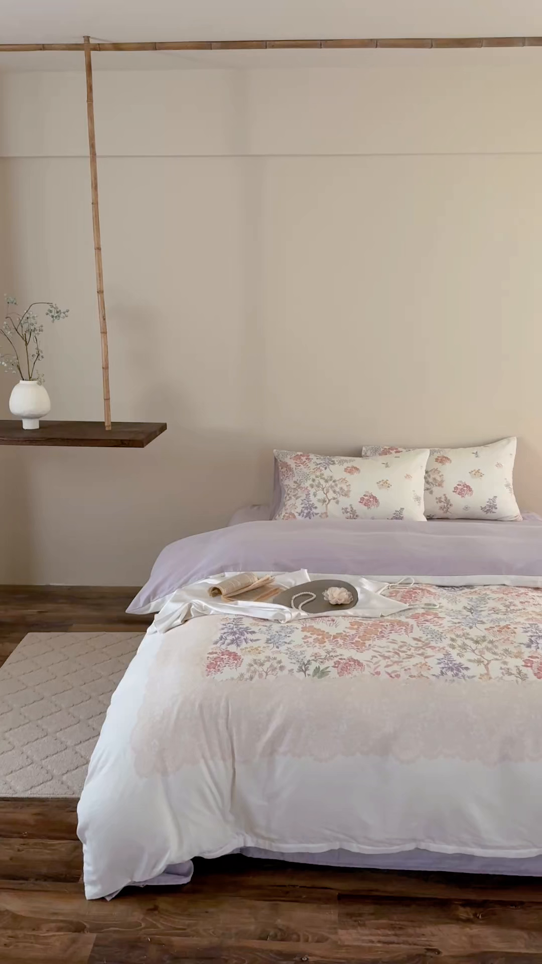 91家纺网 家纺一手货源 找家纺 窝米 2025新款全棉纯棉双层纱大版印花花卉四件套-第一组 弥初