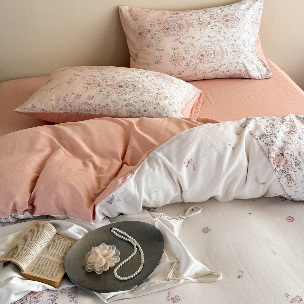 91家纺网 家纺一手货源 找家纺 窝米 2025新款全棉纯棉双层纱大版印花花卉四件套-第一组 瑞优