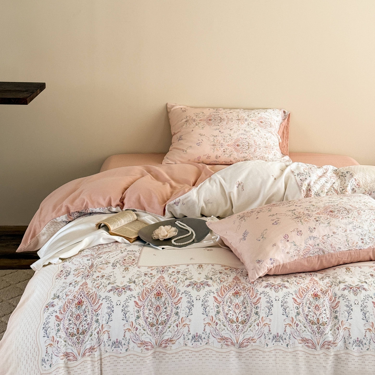 91家纺网 家纺一手货源 找家纺 窝米 2025新款全棉纯棉双层纱大版印花花卉四件套-第一组 瑞优