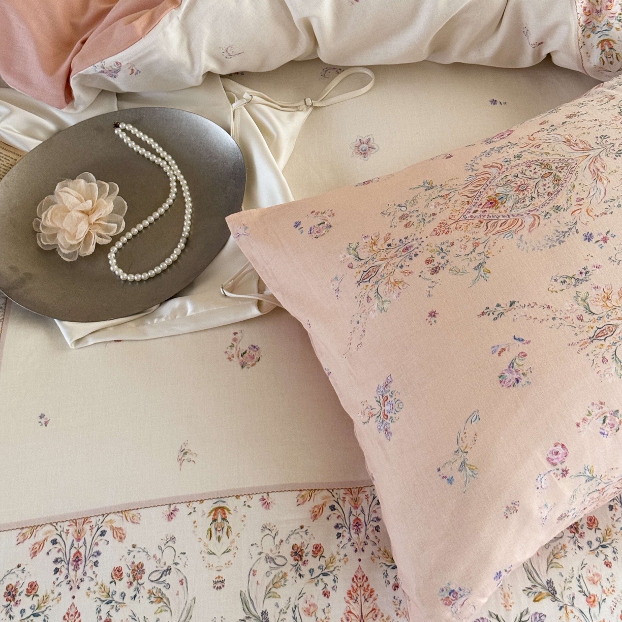 91家纺网 家纺一手货源 找家纺 窝米 2025新款全棉纯棉双层纱大版印花花卉四件套-第一组 瑞优