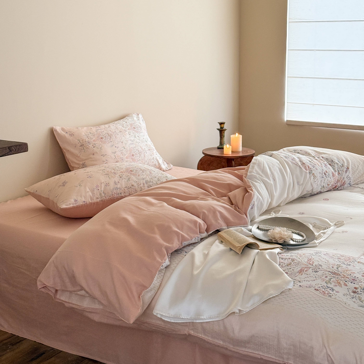 91家纺网 家纺一手货源 找家纺 窝米 2025新款全棉纯棉双层纱大版印花花卉四件套-第一组 瑞优